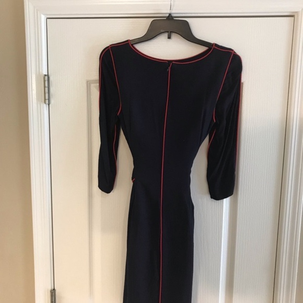 Boden, Dress, Navy w/ red piping, tie waist
